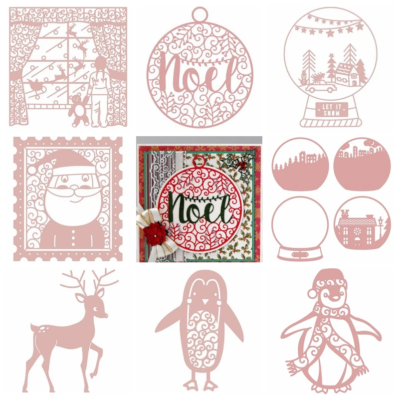 Веселые рождественские заготовки Санта Клаус фон границы металла Вырубные