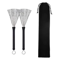 1pair of wire retractable loop end drum brushes for jazz drum stick black