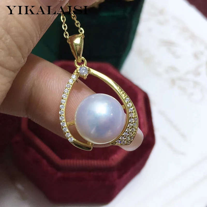 

YIKALAISI 925 стерлингового серебра Новое поступление Подвески Ювелирные изделия для женщин 10-11 мм сплюснутый натуральный пресноводный жемчуг кулоны ожерелья