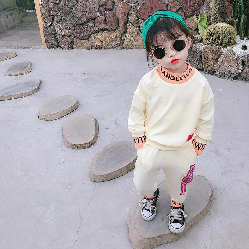 

Tracksuit For Boy Girl Spring Autumn Korean Children's Letter O-Neck Two Piece Suit Toddler Kids Boutique College Style Clothing