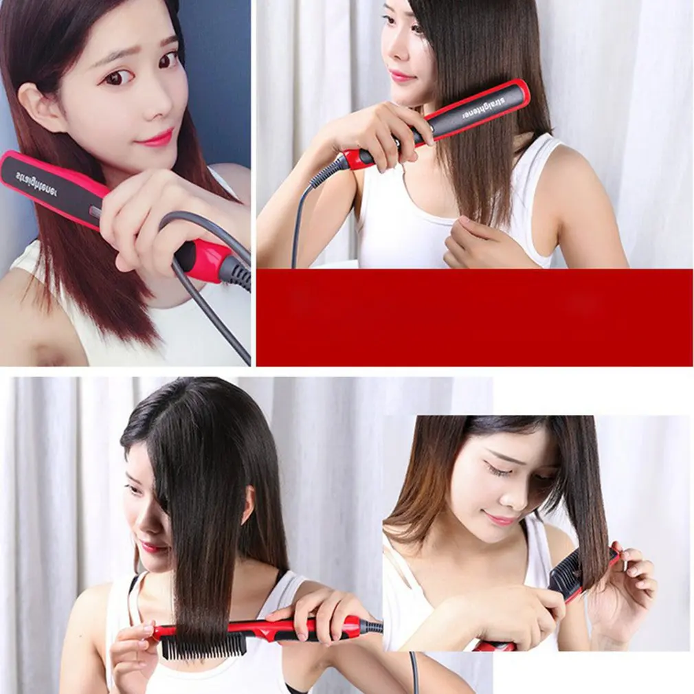 

Hair Straight Styler Crystal Straight Hair Comb Hd Ceramic Straightening Splint Bangs Buckle Hair Curling Straight Hair Comb