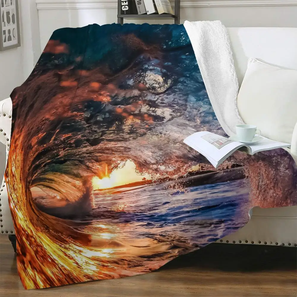 

NKNK Waves Blankets Ocean Bedding Throw Sunset Bedspread For Bed Harajuku Blankets For Beds Sherpa Blanket New Premium Polyester