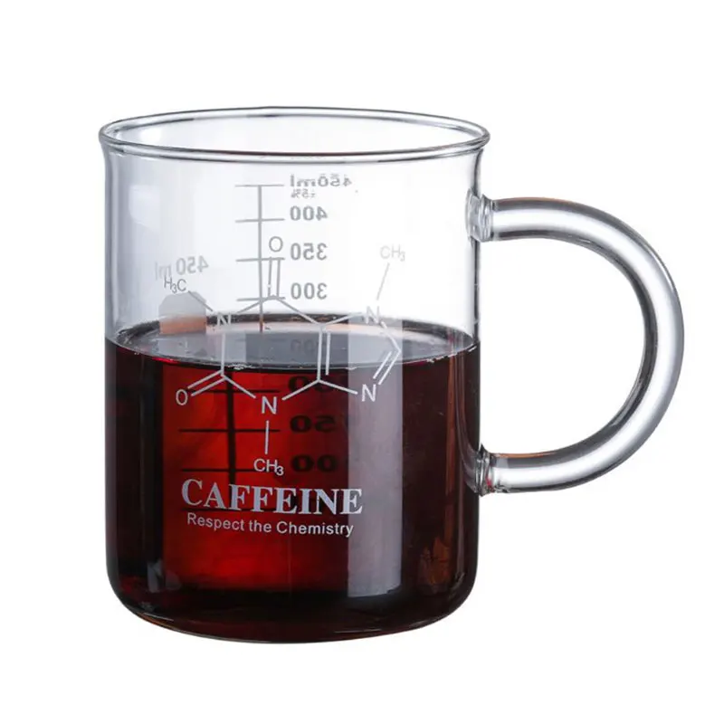 

2021 New Caffeine Beaker Mug Graduated Beaker Mug with Handle Borosilicate Glass Cup Food Grade Measuring Cup