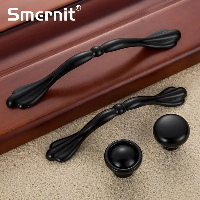 Мебельная ручка для шкафа из цинкового сплава и ручки черные дверные кухонные