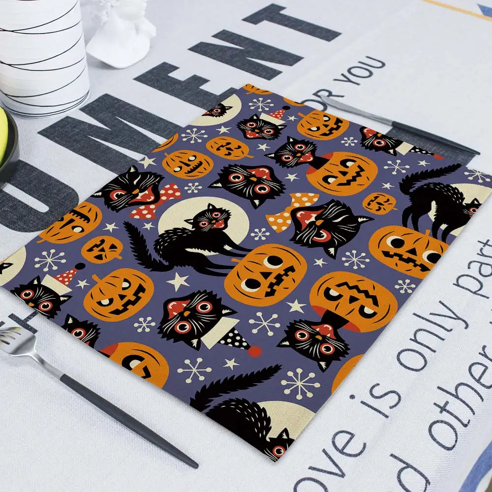 Салфетки с изображением тыквы Льняные декоративные бумажные салфетки страшный