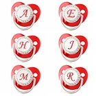 Металлические красные 26 букв инициала имени силиконовые новорожденные дети малыш Ортодонтическая пустышка соска