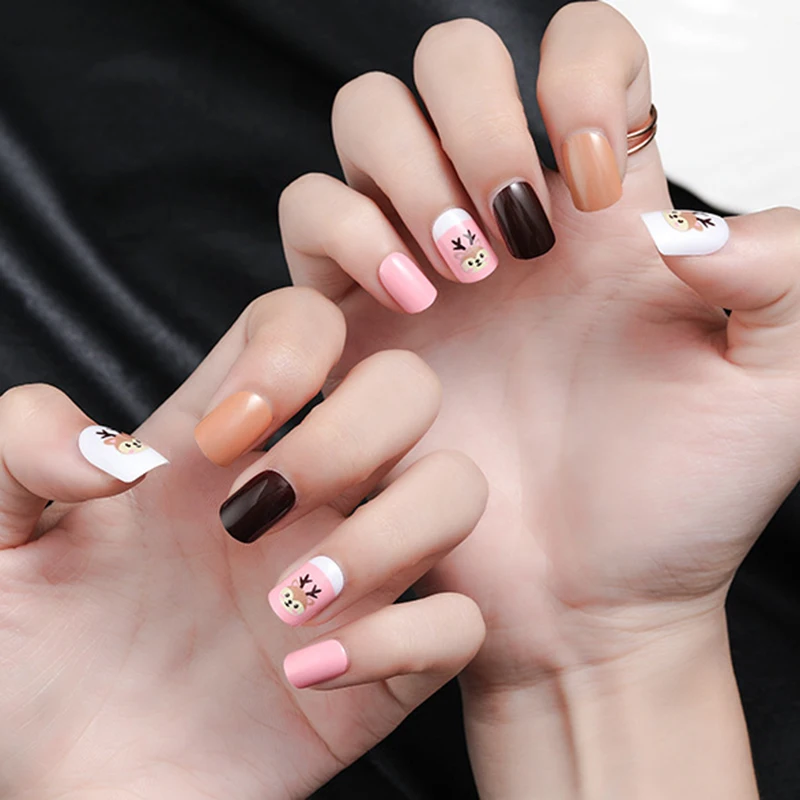 

Накладка на ногти с принтом, клей-тип, съемный короткий абзац, модная маникюрная наклейка на накладные ногти для женщин FA