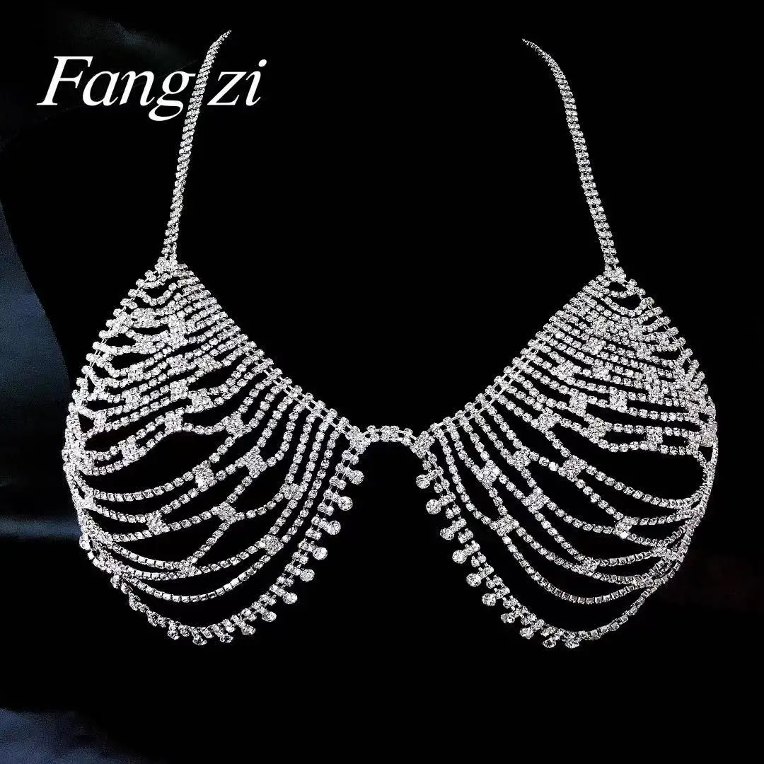 Женский цепочка для тела со стразами бюстгальтер с цепочкой и блестящими