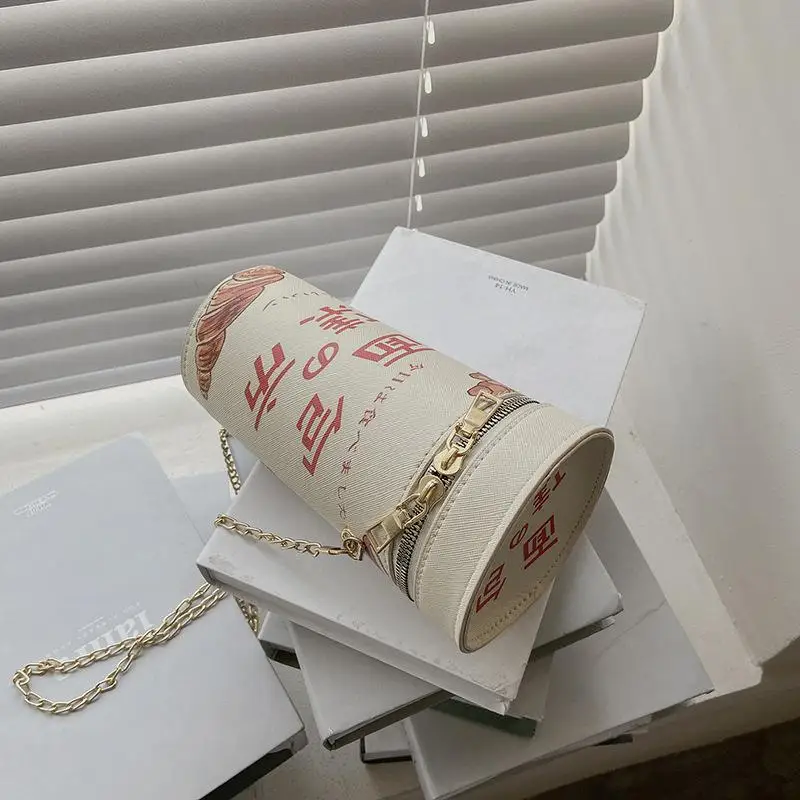 Cylindrical Bag Female 2021 New Wave Personality Creative Milk Tea Cup Bucket Bag Chain Messenger Bag Shoulder Bag