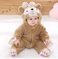 newborn baby long sleeve duffy bear cosplay costume cute animal rompers hooded for boys girls warm cotton footed overall clothes