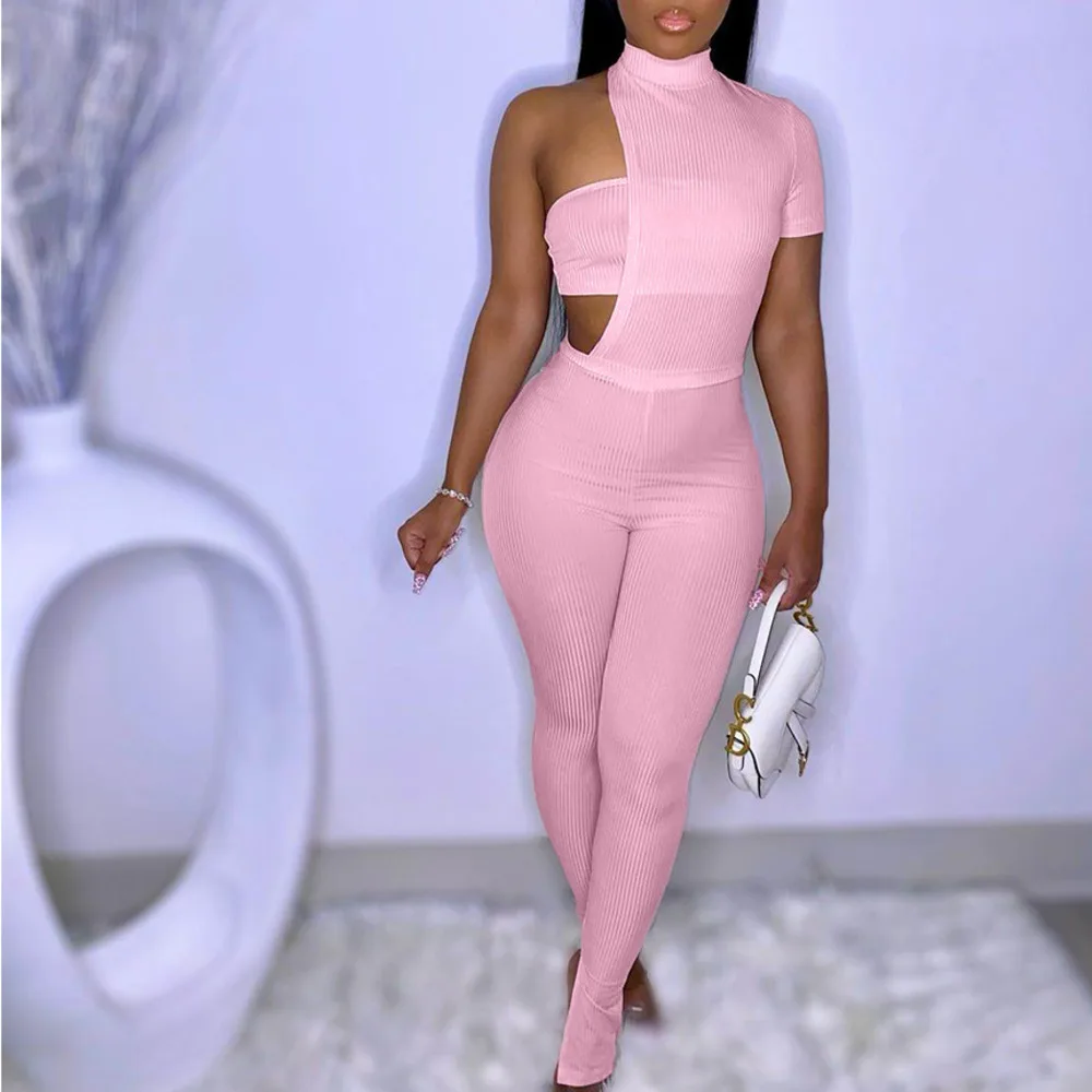 

Sexy Hollow Out Bandage Trousers 2 Two Piece Sets Womens High Waist Pants Casual Crop Tops Elastic Skinny Suits Female
