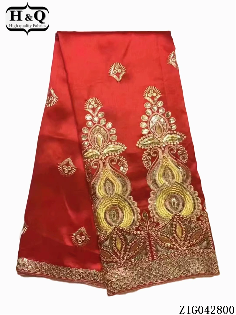 

H&Q 5 yards/lot african george satin lace fabric 2021 high quality embroidery swiss silk laces rayon/polyester fabrics GL0519