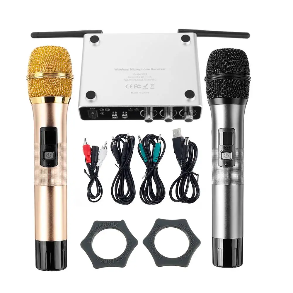 

Микрофон K28 UHF, беспроводная система 2, ручной микрофон для караоке, K-песня, реверберация, KTV, bluetooth, прямые USB аудио, музыка