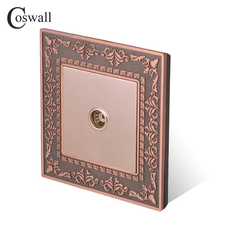 Coswall тиснение Ретро цинковый сплав панель настенная розетка 1 Gang Female TV Разъем AC 110 ~