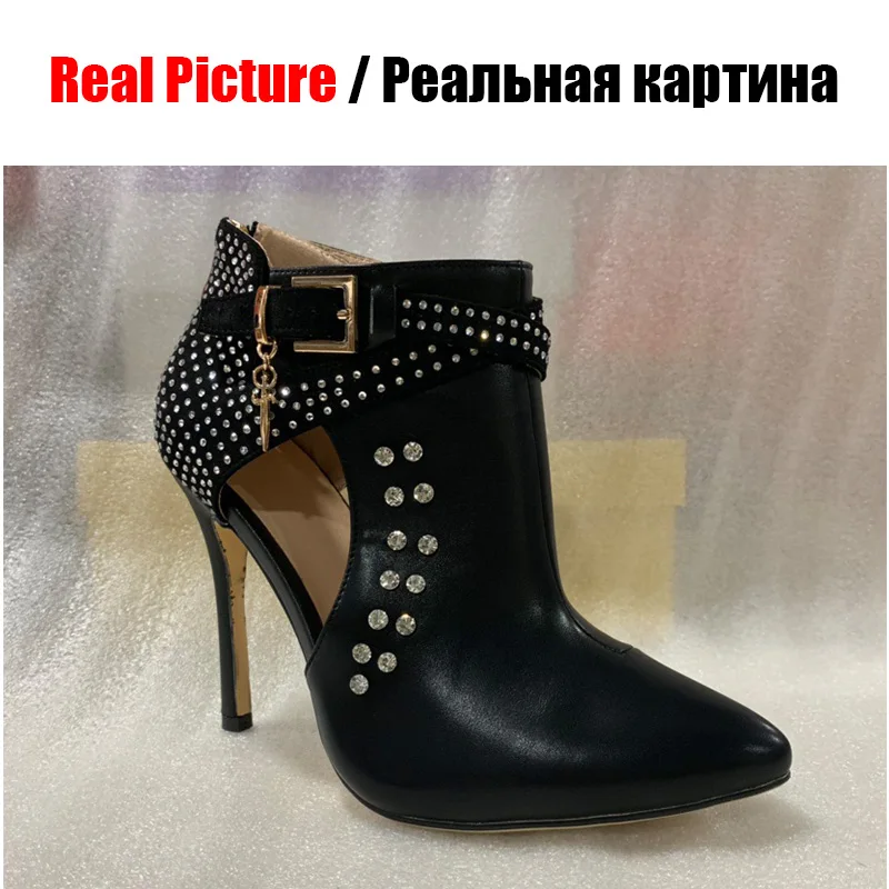 SARAIRIS/Новинка; большие размеры 35-44; туфли на высоком каблуке с ремешком и пряжкой, украшенные стразами, на молнии; пикантные Женские Повседневные Вечерние ботильоны; сезон весна-лето