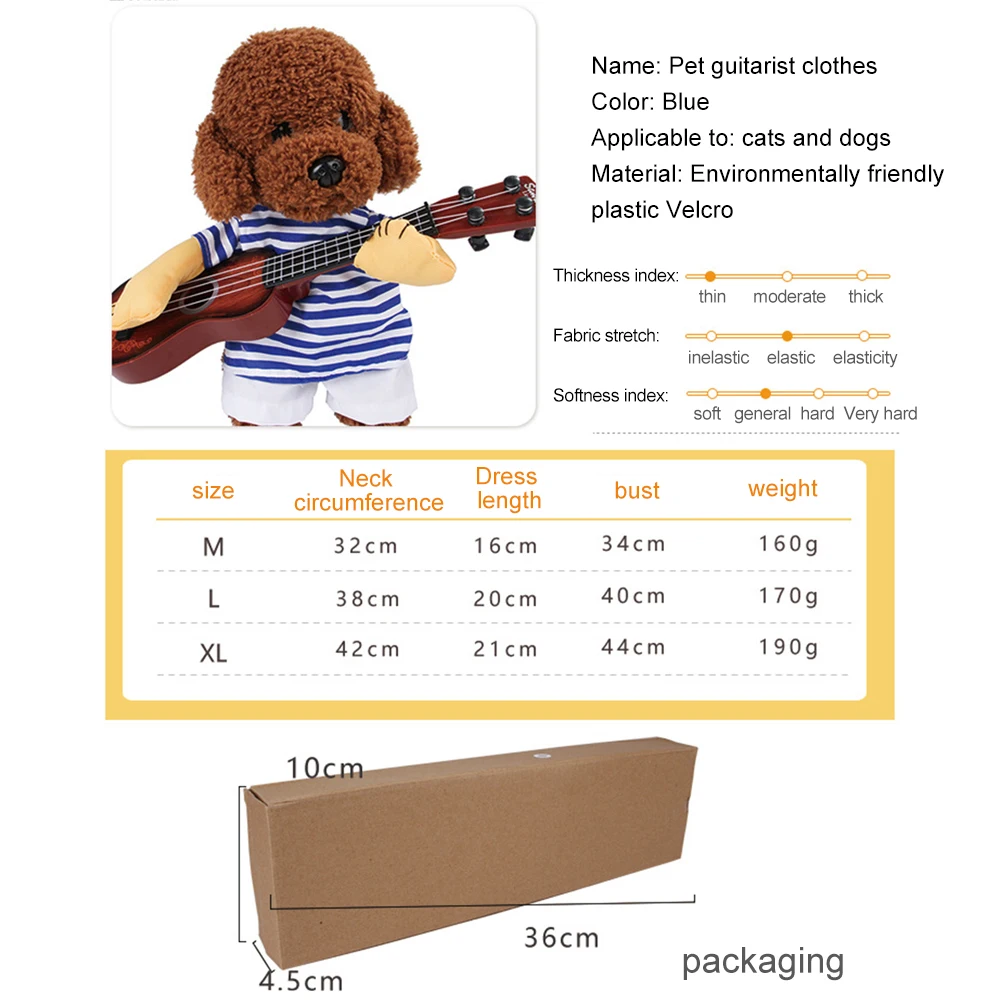

1pcs Funny Pet Guitar Player Cosplay Dog Costume Guitarist Dressing Up Party Christmas Halloween New Year Clothes for Dogs Cats