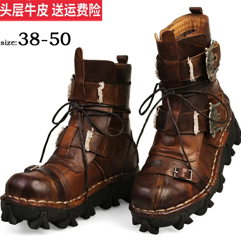 Кожаные мотоциклетные ботинки мужские для гоночных байкеров-внедорожников