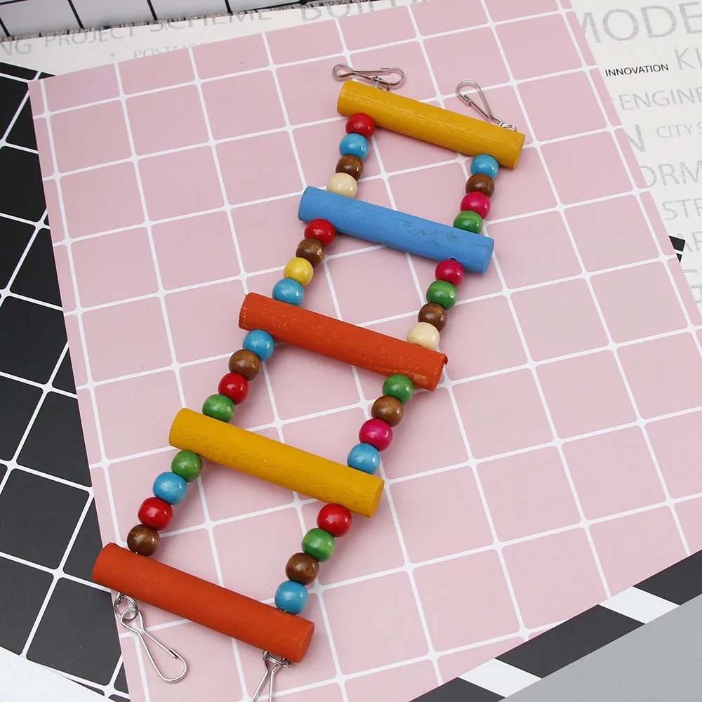 

Birds Swing Wooden Bridge Ladder Climb Cockatiel Parakeet Budgie Parrot Pet Toy New