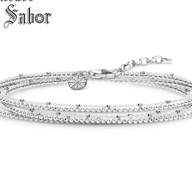 Ожерелье из двойной цепи Karma Wheel серебряного цвета с карабином для женщин подарок