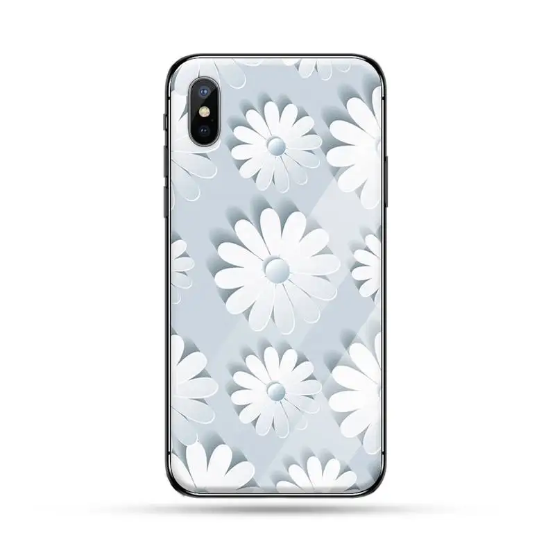 

flower Phone Case Tempered glass For iphone 5C 6 6S 7 8 plus X XS XR 11 PRO MAX