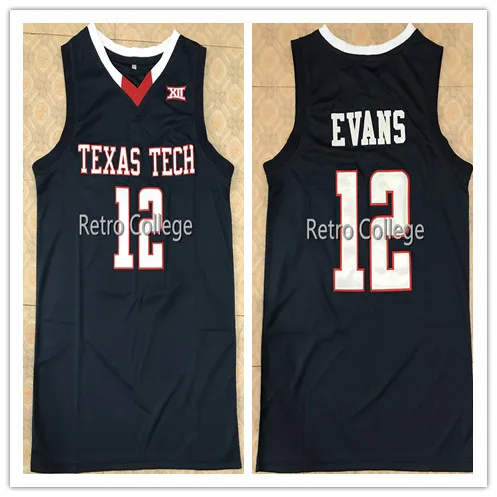

#12 Keenan Evans Texas Tech College Top Quality Retro Basketball Jersey Mens Stitched Custom Any Number Name