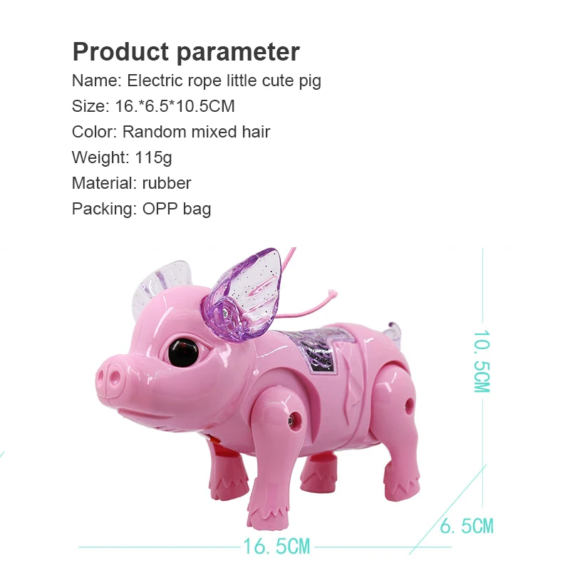 

Cute Electric Leash Pig Music Walking Pig Toys With LED Light Electronic Rope Pulling Pets Interactive Toy For Children Gifts