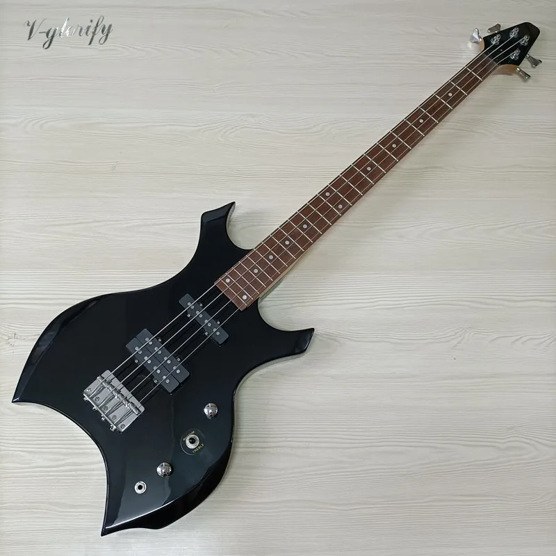 Специальная форма черного цвета 4 строка электрическая бас гитара 43 дюймов 24 лада