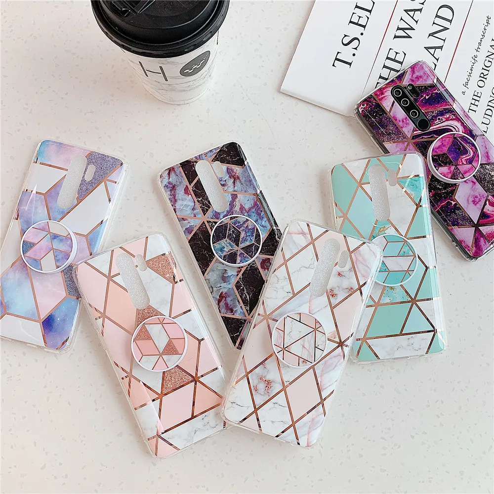 Plating Splice Geometric Marble Phone Cases For Funda Xiaomi Redmi Note 7 8 6 5 Pro Case Cover Silicone Soft TPU Back Shell | Мобильные