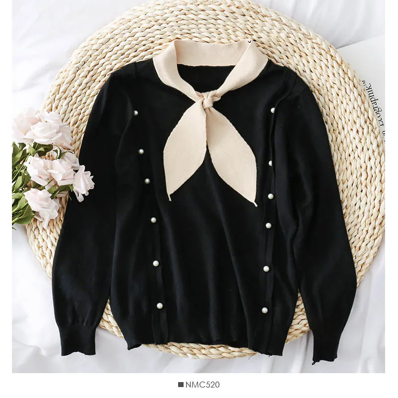 Женский Однотонный свитер Heliar повседневный с бантом на завязках украшенный