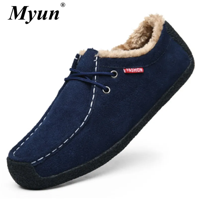 Size 39-50 High Quality Men's Suede Casual Shoes Male Lace-Up Flat Leather Comfortable Soft Plush warm Winter Light | Обувь
