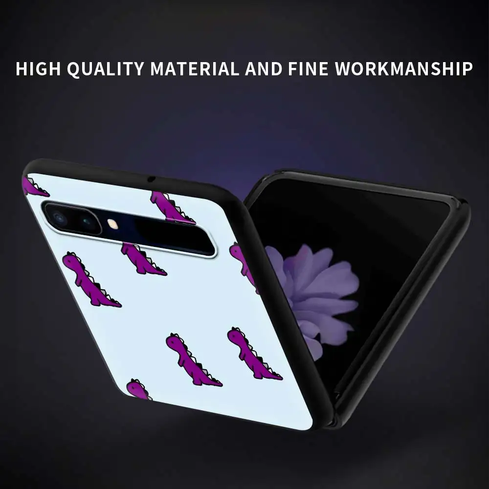 

Phone Case For Samsung Galaxy Z Flip 6.7" Black Shell Coque For Galaxy Z Flip 5G PC Hard Mobile Cover Cute Cartoons dinosaur