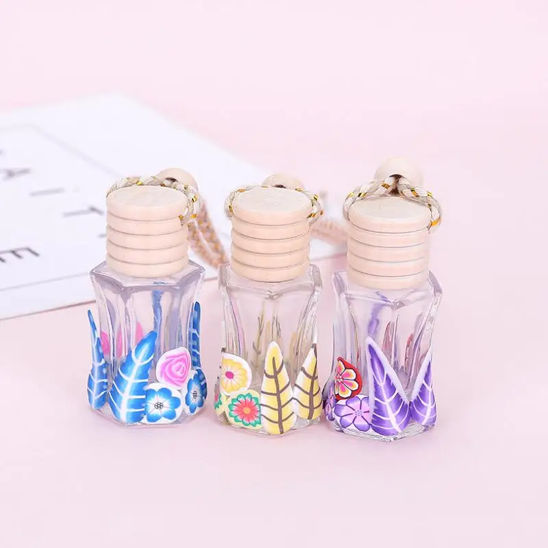

8ML Square Half A Pack Of Clay Bottles Car Pendant Perfume Hanging Fragrance Container 100Pcs/Lot LX4295