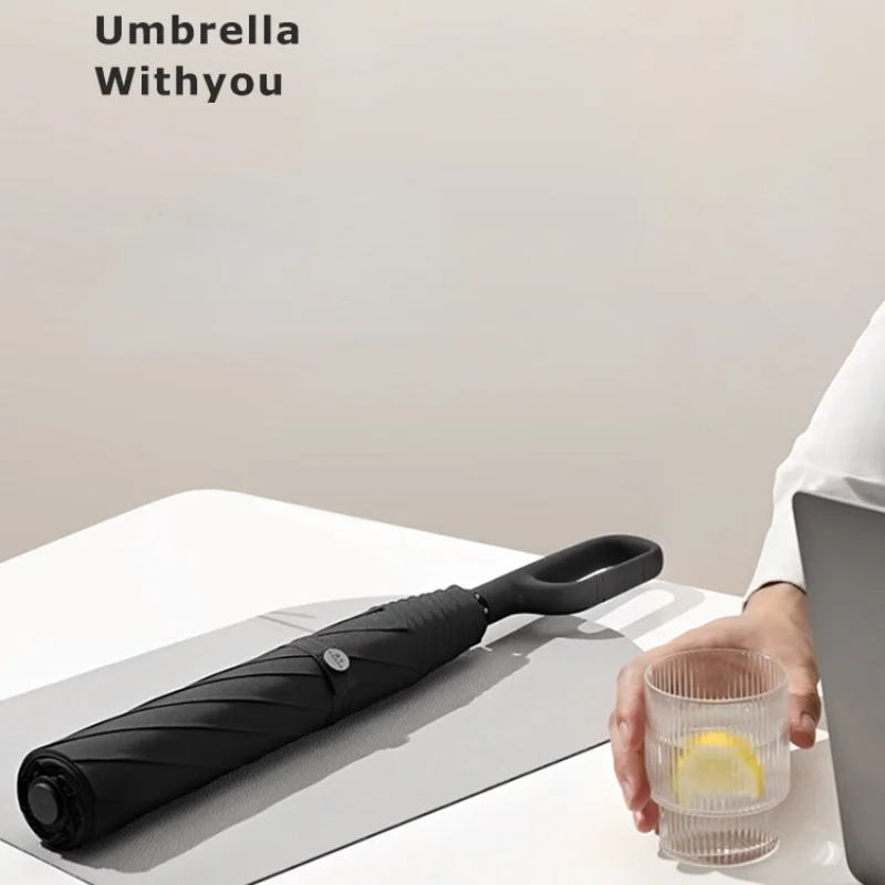Автоматический складной большой усиленный и прочный зонт от шторма для женщин