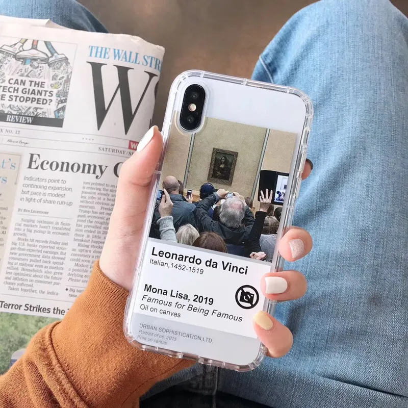 Чехол с принтом в стиле ретро Mona Lisa Van Gogh для iPhone 7 8 6 6s Plus XS MAX XR Забавный