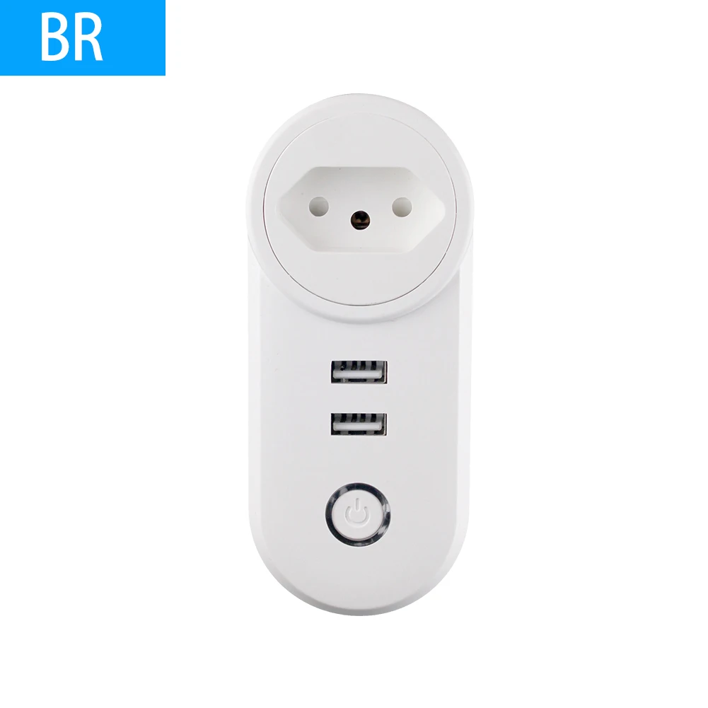 BR Умный дом ZIGBEE 3,0, Wifi розетка, Интеллектуальный переключатель, 2 USB порта, 100-240 В, разъем голосового управления, работает с SmartThing Wink Echo Plus - Цвет: BR