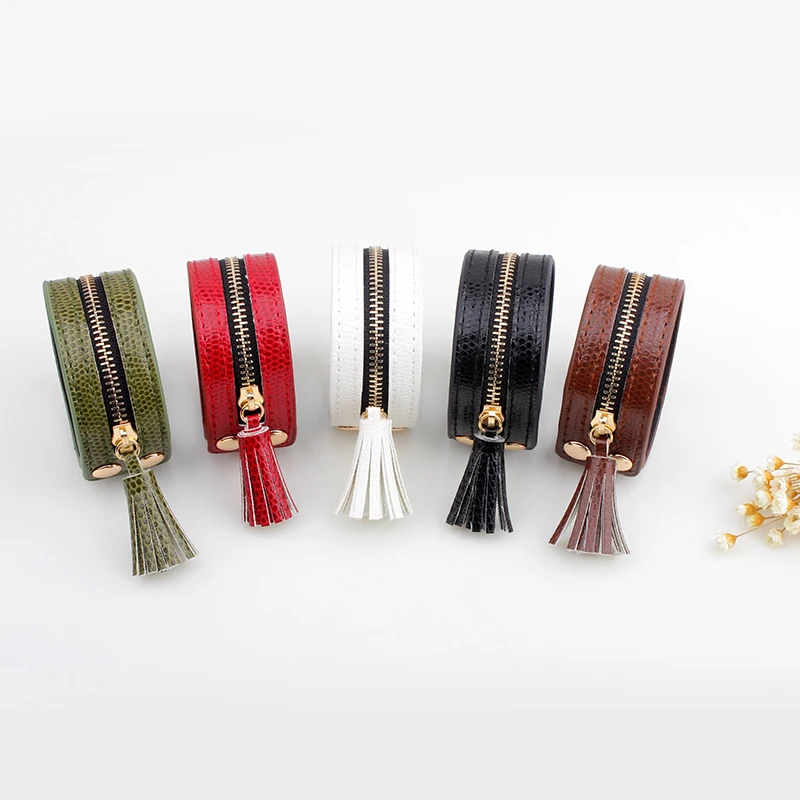 New Fashion Tasse Zipper Wide Leather Women Bracelet Trendy Adjustable Bracelets Bangles Woman Charm Jewelry Accessories