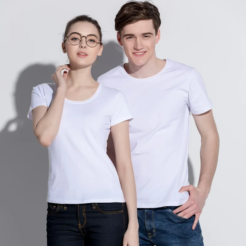 

Summer custom pure color T-shirt with short sleeves