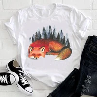 woman tshirts kawaii fox graphic t shirt fashion tops female tees o neck short sleeve femme summer t shirt ladies plus size 3xl