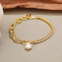 silvology 925 sterling silver asymmetry pearl zirconia bracelets for women elegant luxury charm bracelets trendy fine jewelry