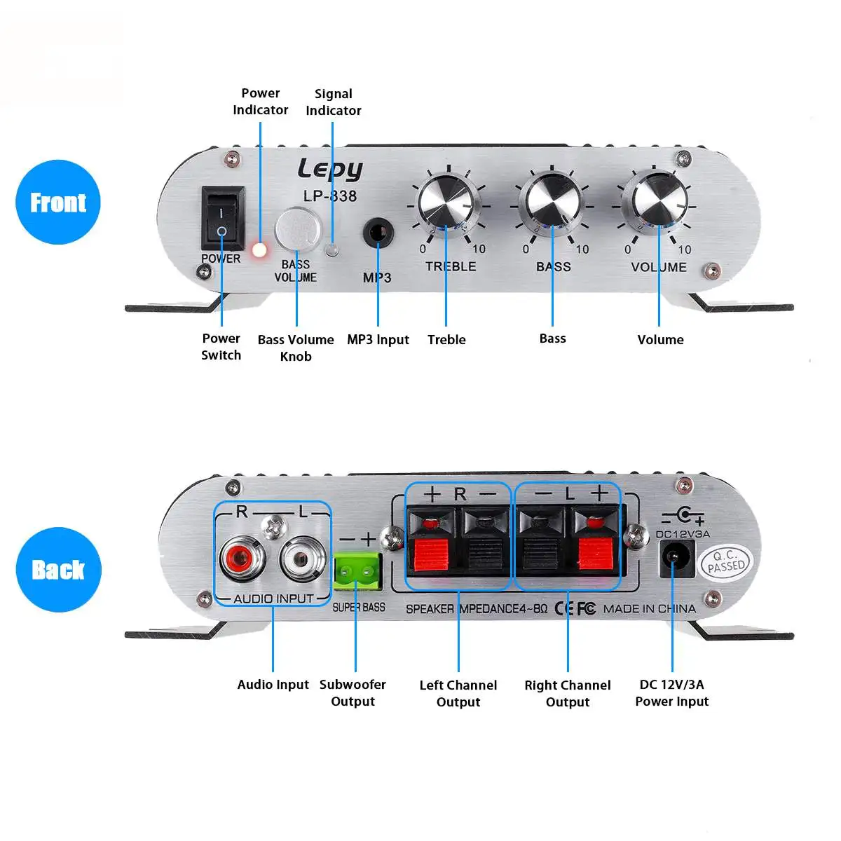 Обновленный 600 Вт bluetooth усилитель мощности 2 1 каналов Hi-Fi стереодинамики