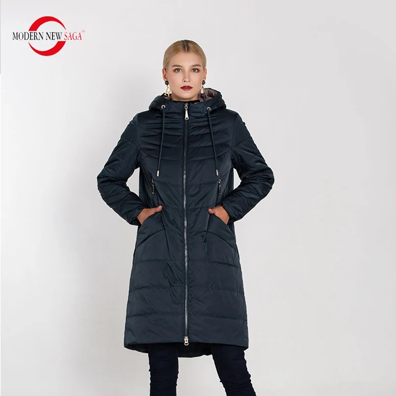 RH3 jean MODERN NEW SAGA Весна Осень Женское Пальто Тонкое Хлопок Стеганое Пальто Осенняя Женская Длинная Куртка Синтепух Парка Зимняя Женская Куртка Женская Зимняя Большой Размер Женские Зимние Пальто И Куртки - Цвет: RH3 jean