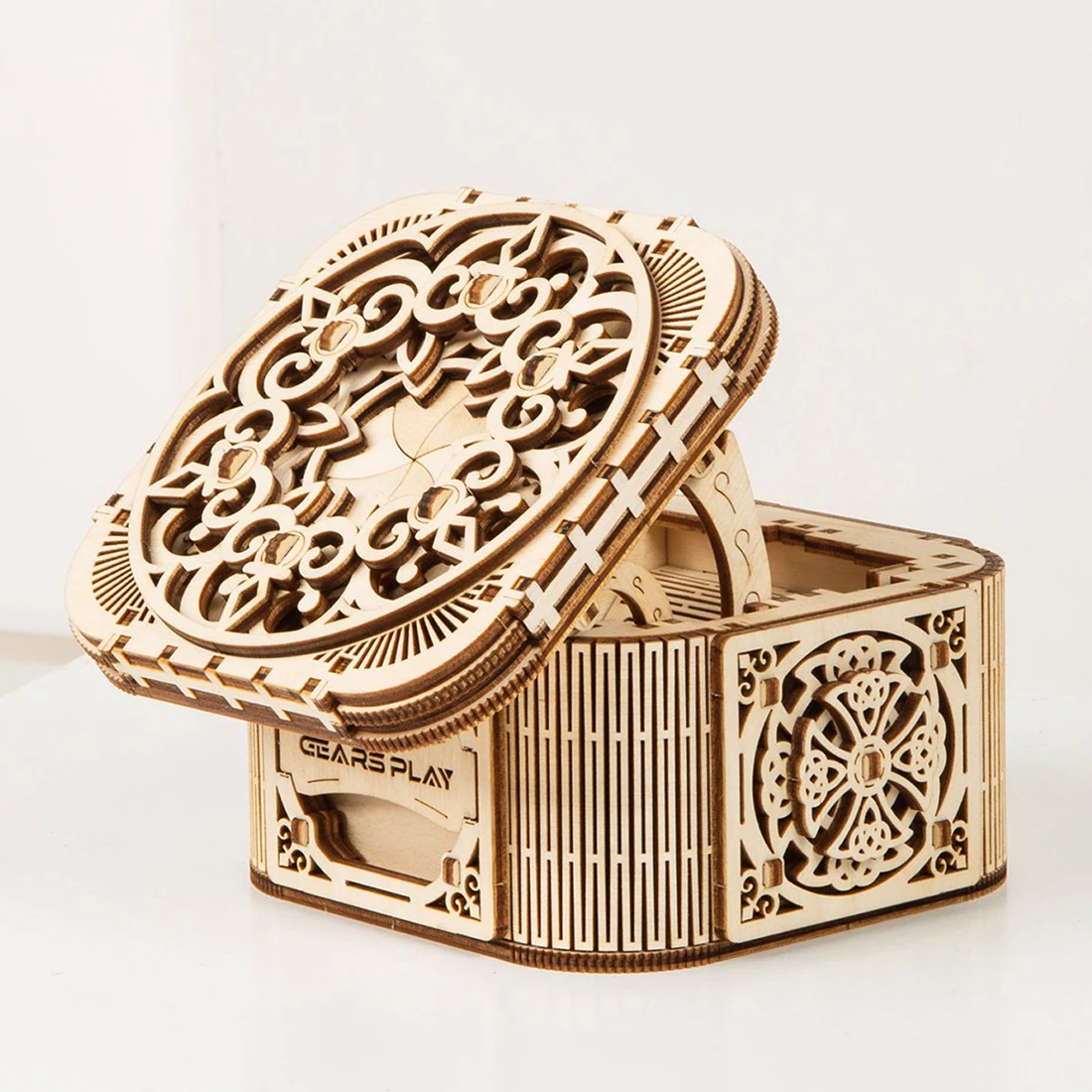 

122Pcs DIY Wooden Jewelry Box 3D Mechanical Puzzle Model Educational Toy - No /With Music Version