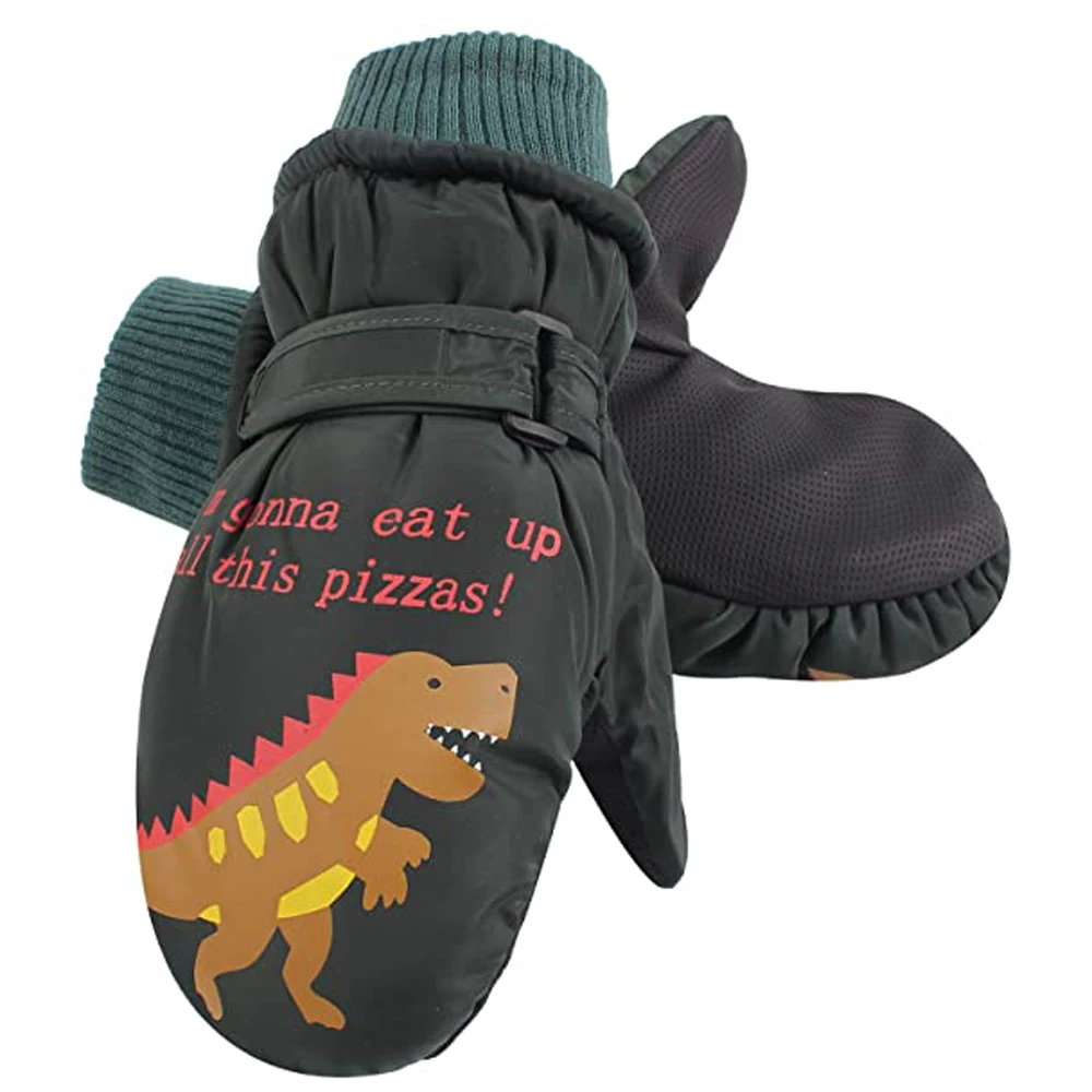 

Boys and Girls Ski Gloves Dinosaur Gloves Kids Winter Warm Windproof Waterproof Ski Gloves Outdoor Sport Mitten Gloves for Kids