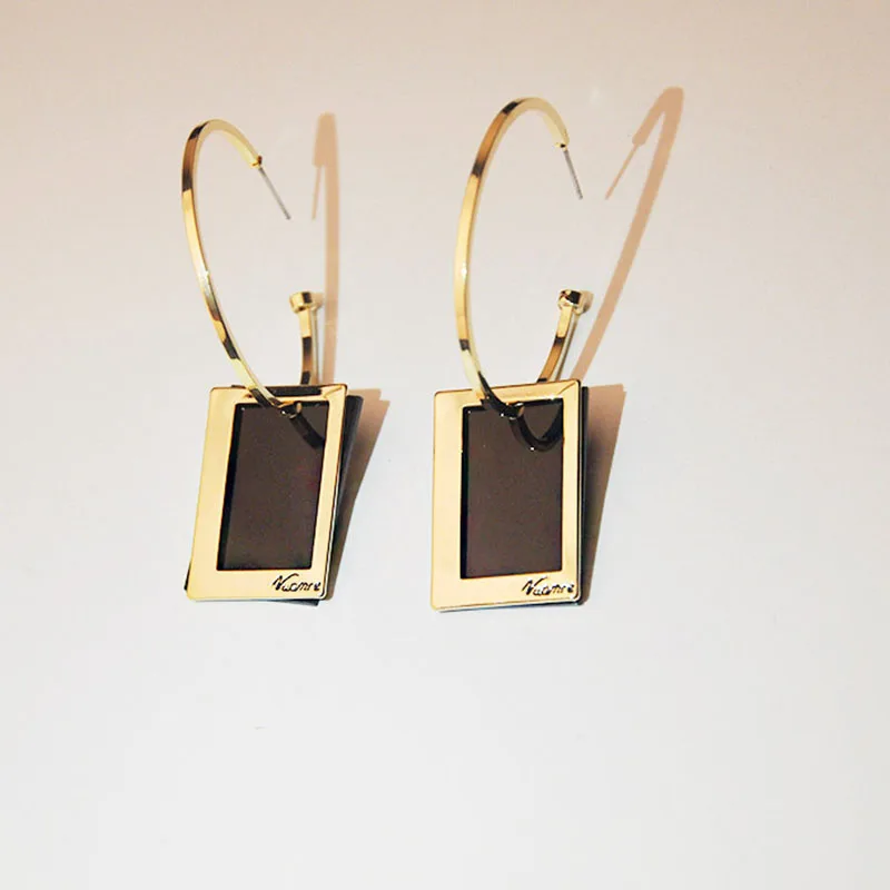 

Square Geometric Rectangle Hoop Earrings Alloy Gold Color Ear Huggie Hoops Stylish Dangle Minimalist Boho Earrings for Women