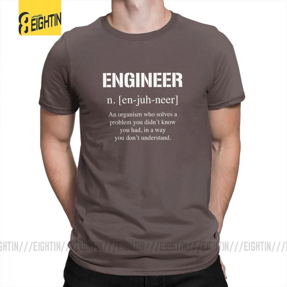 Футболки с надписью «Engineer Charm», мужские футболки с круглым вырезом и коротким рукавом, Забавные футболки из хлопка размера плюс для отдыха - Цвет: Коричневый