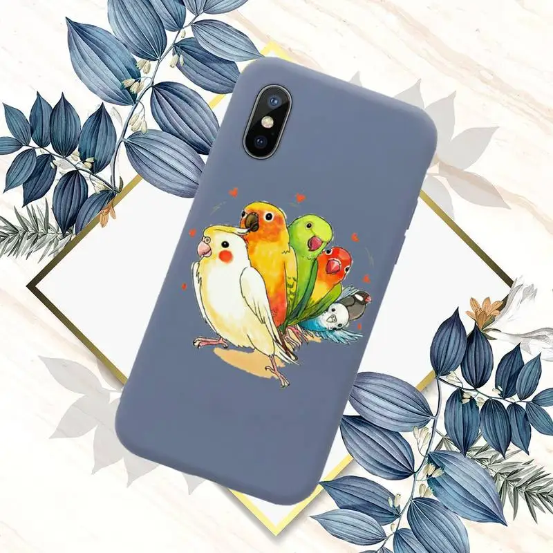 

Cartoon parrot Phone Case Blue Candy Color for iPhone 11 12 mini pro XS MAX 8 7 6 6S Plus X SE 2020 XR