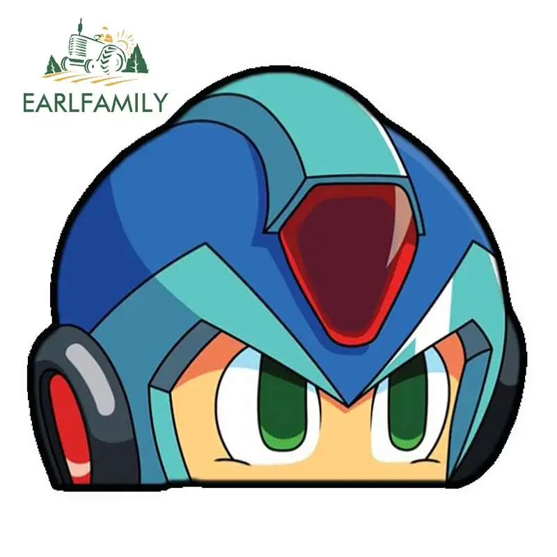 

EARLFAMILY 13 см x 11 см, наклейки для Megaman Peeking, водонепроницаемые 3D Автомобильные наклейки, устойчивые к царапинам, оконные багажники