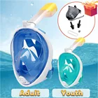Маска для подводного плавания, профессиональная Полнолицевая противотуманная маска для подводного плавания, для взрослых и детей