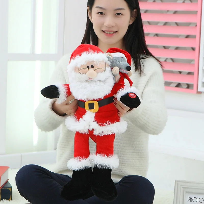Говорящий Поющий Санта Клаус плюшевые игрушки электронные чучела животных для