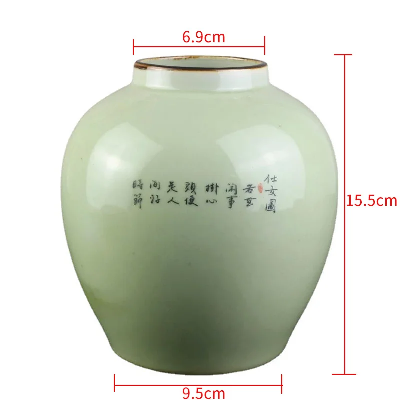 

Antique Porcelain Vase Chinese Ancient Beautiful Woman Portrait Color Painting Storage Handmade Ornaments Artwork Decoration